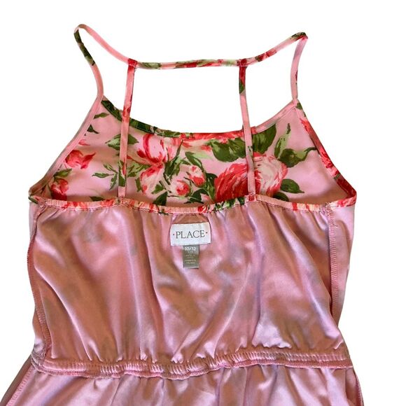 Girls Sleeveless Summer Dress Pink Floral Lined Kerchief Hem Size 10-12 - Picture 3 of 5